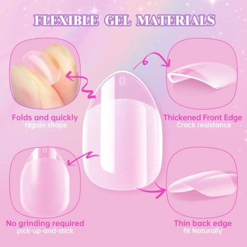 Krofaue Kids Nail Tips, Half Matte Flexible Gel Pre-Shaped Fake Nails - color: 240 PCS Half Matte Almond Kids Nail Tips