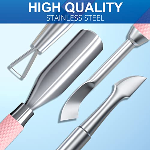 2PCS Pink Cuticle Pusher Tool and Scraper Nail Pusher - color: Pink