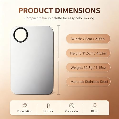 Professional Acrylic Makeup Palette for Cosmetic Mixing, Nail Art, Eyeshadow and Eyelash Application with Blending Tool (Silver) - color: Silver