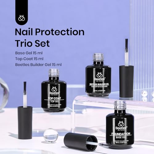Beetles 3Pcs 15ml Builder Nail Gel with Base and No Wipe Top Coat - color: O-Clear-3