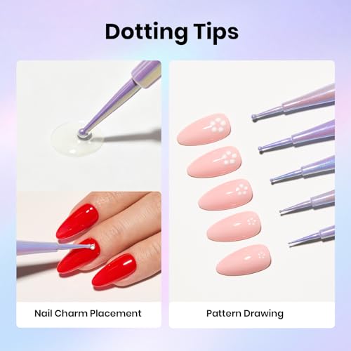 Beetles 3D Gel Nail Art 5PCS Nail Art Dotting Tools Set,3D Sculpting Gel - color: C-Purple-5