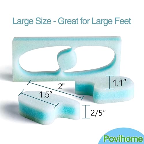 Povihome 20 Pack Foam Toe Spacers(2/5" Thick), 3-Layer Toe Separators - Large Size - to Align Crooked, Overlapping Toe, Relieve Corn, Blister and Reduce Irritation - size: Large (Pack of 20)
