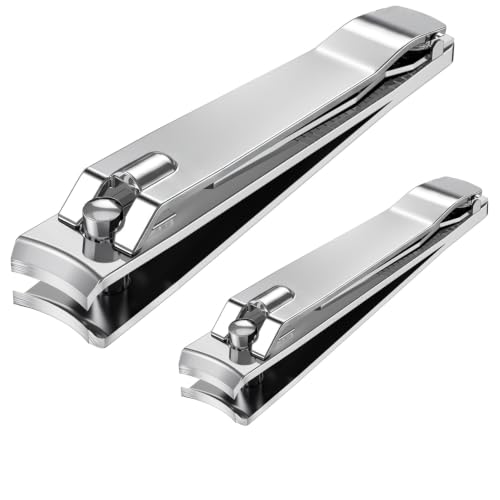Nail Clippers Set,Fingernail&Toenail Clippers with Nail File,Silver - color: Silver