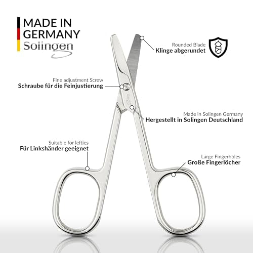 marQus Solingen Round-Tip Nail Scissors (curved) – Premium German Steel for Safe Manicures & Pedicures, Protective Case Included, Also Great for Babies - color: Nail Scissors - Rounded