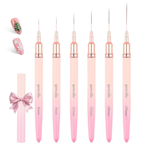 Nail Art Brushes, Nail Art Liner Brushes Set, 6Pcs Nail Brushes - color: Pink
