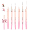 Nail Art Brushes, Nail Art Liner Brushes Set, 6Pcs Nail Brushes - color: Pink