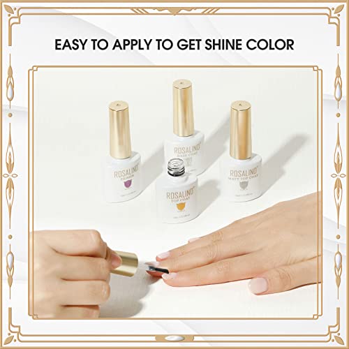ROSALIND 4PCS(10ML) Nail Primer Base Coat Glossy Matte Top Coat Gel Polish - color: Clear