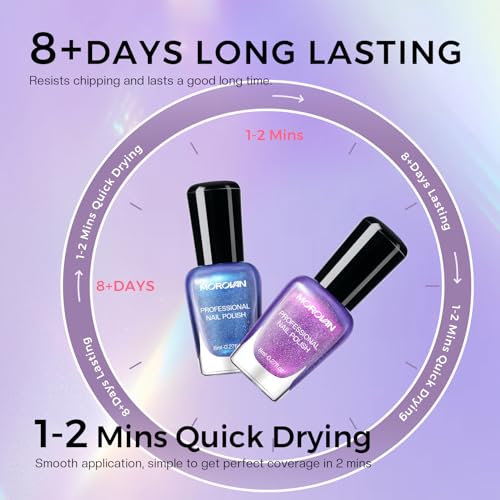 Morovan Nail Polish Set Ombre: Aurora Pearl Charm Iridescent Glitter Gift - color: Ombre