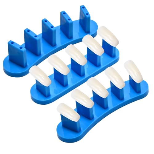 3PCS Nail Stand Nail Practice Display Board Nails Display Practice False Nail Art Tips Practice Display Stand Tool Nail Training Tools Plastic Stand with 110PCS Tips (Blue) - color: Blue