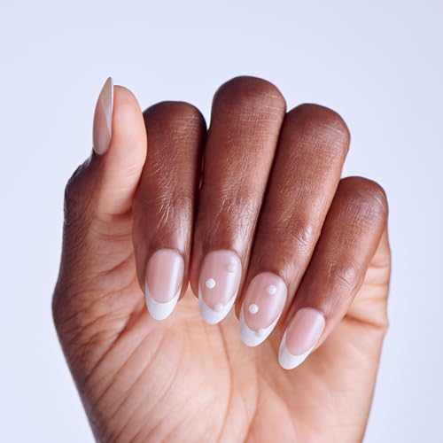 Kiss Impress No Glue Mani Press On Nails, Design, 'Chills', White, Medium Size, Almond Shape, Includes 30 Nails, Prep Pad, 1 Manicure Stick, 1 Mini File
