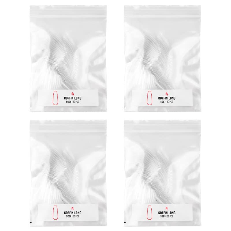 Kiara Sky Gelly Tips Refill Pack - Soak Off Soft Gels - Coffin Shape (Long Length) (Sizes 6, 7, 8, 9) - style: Sizes 6, 7, 8, 9