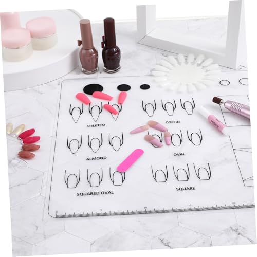 Ipetboom Acrylic Nail Mat Silicone Training Sheet - Manicure Mat Practice Pad - Flexible Roll Up Nail Art Trainer Sheet for Application Fingernails Practice Supply