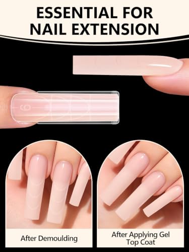 TOROKOM Sandwich Nails Dual Forms for Builder and Poly Nail Gel Extensions - color: Long Square
