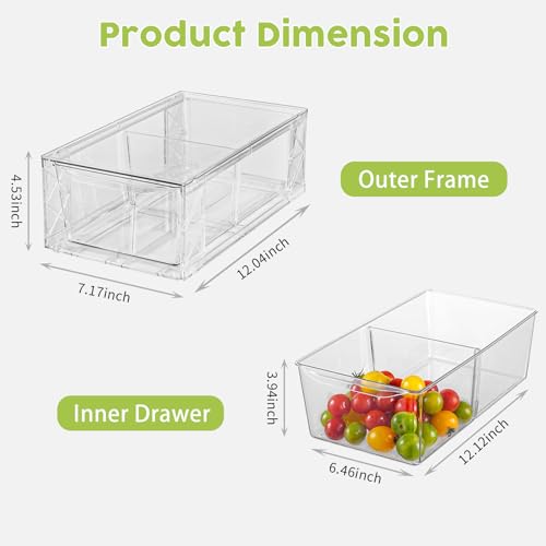 Acrylic Storage Drawers, 6 Pack Clear Stackable Storage Drawers, Acrylic Organizers Drawers for Under Sink, Pantry, Bathroom, Makeup Organizers Cosmetic Display,Classroom Storage Organization, Medium