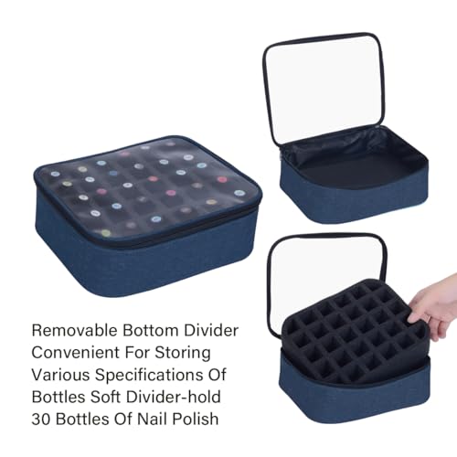 Small Clear Nail Polish Organizer Holds 30 bottles(15ml-0.5fl.oz) Nail Polish Case Multifunctional Nail Polish Bag organizer, Cosmetic Travel Makeup Cases for Women Blue - color: Blue, size: 1Pcs-30 bottles