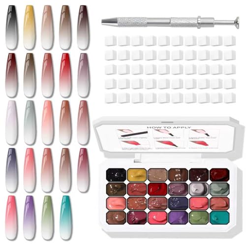 Ombre Gel Polish Palette,24Colors Pat Gel Paint Nail Art Kit Sponge Patting - size: 24 Colors B