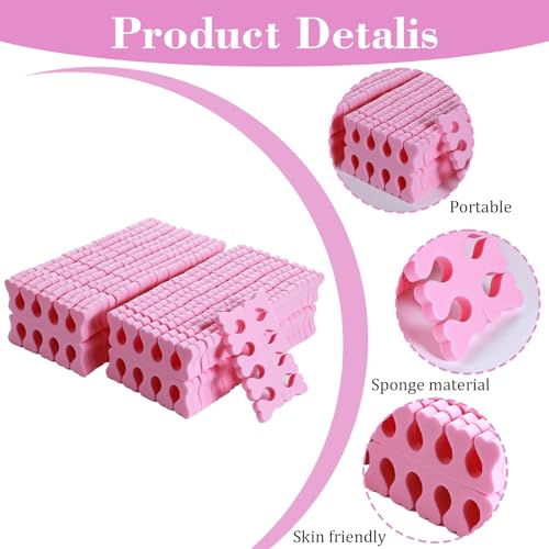 100 Pcs Sponge Toe Separators Soft Finger Separators Premium Pedicure Tool Kit Flexible Toe Divider Spacer for Polishing Pedicure Manicure Coating Nail Art Beauty Accessories (Pink) - color: Pink