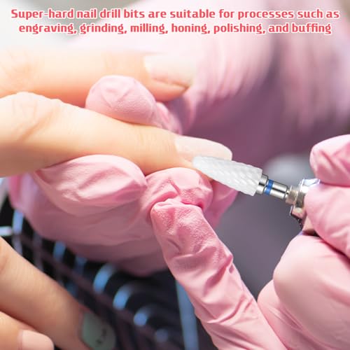 3/32" Professional Acrylic Nail File Cuticle Bit Ceramic Nail Drill Bit Remove Acrylic Hard Gels Fast Remove Flame Drill Bits for Manicure Cuticle Cleaner Pedicure Gel Polishing