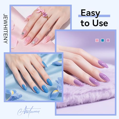 JEWHITENY 28 Colors Poly Nail Gel Set - 15ml Nude Pink Brown Black Grey Blue Yellow Tones for French Manicure DIY Nail Art Salon & Home Use Holiday Gift - color: F01