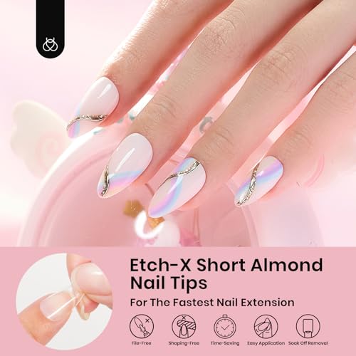Beetles Soft Gel Nail Tips Short Almond 288pcs in 12 Sizes Etch-X