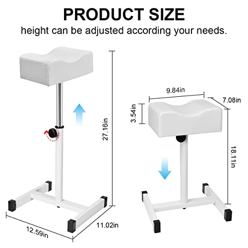 FLOLXNB Pedicure Foot Rest, Foot Massage Pedicure Stool, Tattoo Stand Adjustable Height Footstool Nail Equipment for Home Beauty Salon Spa (White) - color: White