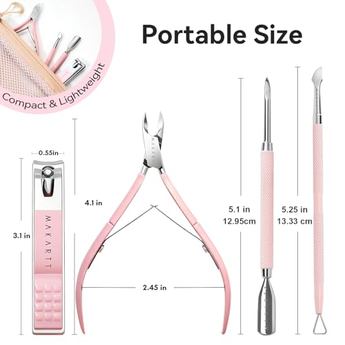 Makartt Pink Cuticle Trimmer Set with 2 Pushers, Nail Clipper & Nipper - size: Cuticle Tools-4pcs