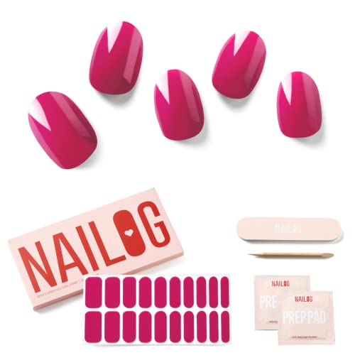 NAILOG Semi Cured Gel Nail Strips 20Pcs Magenta Gel Nail Stickers - Flair - color: Flair