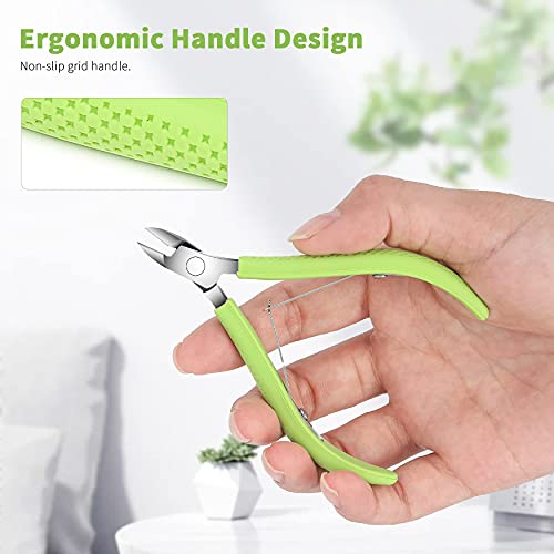 FVION Cuticle Clippers – Small Cuticle Trimmer, Rubber Coated Handle Manicure Tools – Full Jaw Cuticle Cutter for Nails (9mm) - color: Green