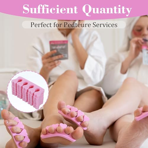 100 Pcs Sponge Toe Separators Soft Finger Separators Premium Pedicure Tool Kit Flexible Toe Divider Spacer for Polishing Pedicure Manicure Coating Nail Art Beauty Accessories (Pink) - color: Pink