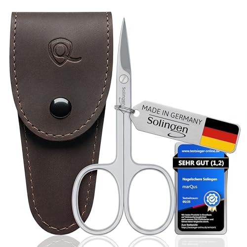 Solingen Nail Scissors Curved Blade – Precision German Steel for Fingernails & Toenails, Manicure & Pedicure, Extra Sharp with Stylish Storage Case - color: Brown Nail