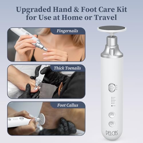 PELCAS Electric Nail Filer, Cordless Nail Drill with LED Light & 5 Speeds - color: Silver