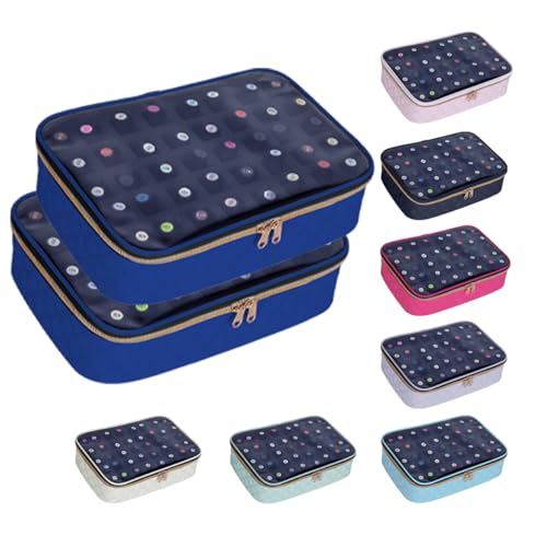 2 Pcs Small Clear Nail Polish Organizer Holds 80 Bottles Nail,DarkBlue - color: DarkBlue-Clear-2 pcs