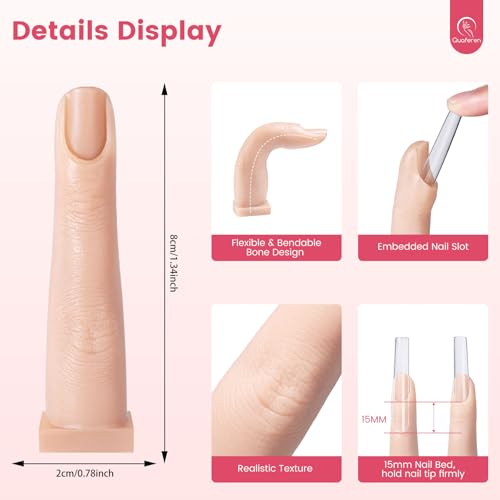 2PCS Silicone Practice Fingers for Acrylic Nails, Square Base, No.1 - color: Square Base-2PCS Color 1