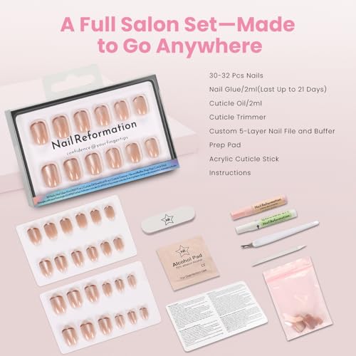 Nail Reformation Press On Nails, Shimmer Bright | Short Square Fake Nails - color: Shimmer Bright