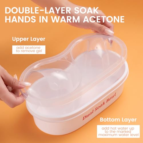 Dual Nail Soaking Bowl for Both Hands, Acetone-Proof Manicure Soak Bowl Kit - color: D1-White for big hands
