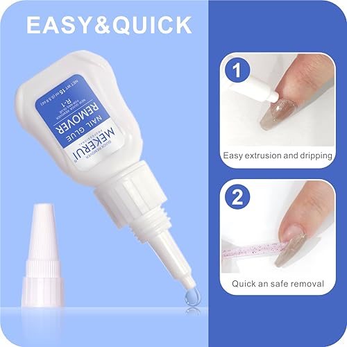 Mekerui Nail Glue & Remover Kit - 30+ Days Long-Lasting Gel, No UV Light Needed, Dropper-Type Quick Removal (G1 & R1 Professional Bundle) - size: 1 Fl Oz (Pack of 1)