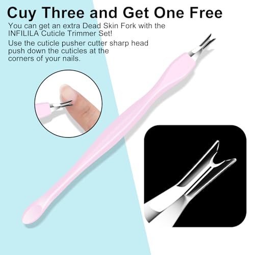 NXJ INFILILA Cuticle Remover Kit 4Pcs,Cuticle Trimmer & Pusher,Scraper - size: Pink Cuticle Tools-4pcs