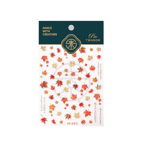 5D Embossed Nail Stickers Maple Leaf Gold Leaf Nail Stickers for Nail - color: Gold Leaf