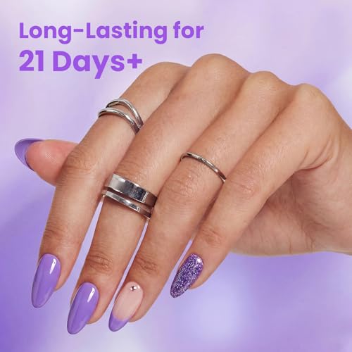 Beetles Dip Powder Nail Kit, 4 Colors Pastel Purple Lavender Pink Glitter - color: 4 Colors x 17g Kit | Violet Whisper