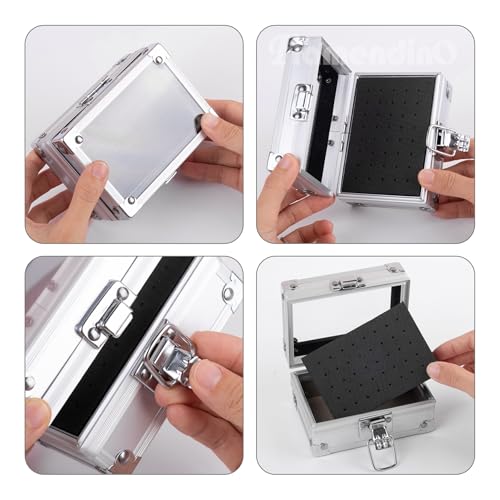 Framendino, 40 Holes Nail Drill Bit Holder Storage Case for Salon Silver - color: 40 Holes