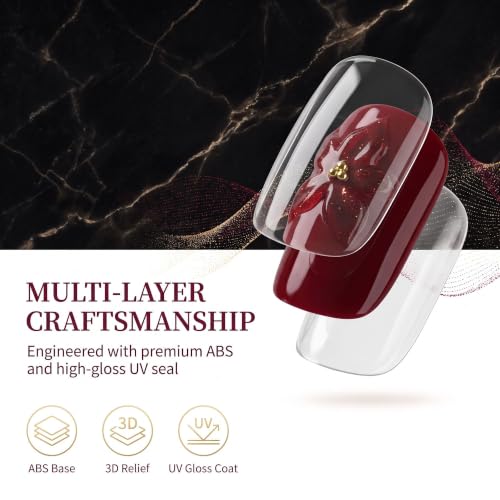 RTKHFZE Red French Tip Press on Nails Short Square Fake Nails 24Pcs - color: Style-42