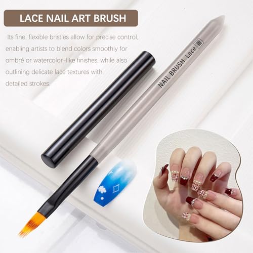 Ombre Nail Brush (Lace), Ombre Brush for Gel Nails, Gradient Manicure Brushes, Gel Nail Polish Pen, Glitter Nail Art Design Painting Tools for Salon & Home, Nail Artists & DIY Enthusiasts - color: Lace Ombre Brush