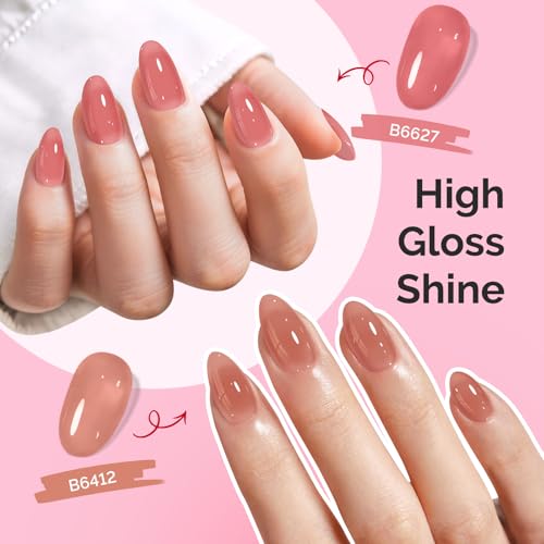 MelodySusie Jelly Gel Nail Polish Set Milky or Jelly Texture - color: Nude Pink Jelly Set