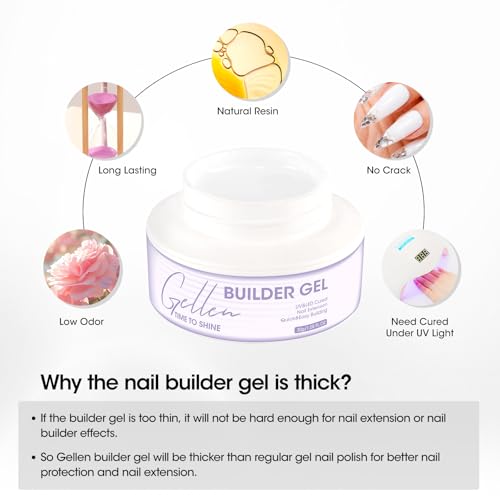 Gellen White Nail Builder Gel for Extensions, Sculpting & Overlays Apex,30g - color: White