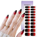 Semi Cured Gel Nail Strips Hema-Free Red Black Ombre - color: Dark Rose