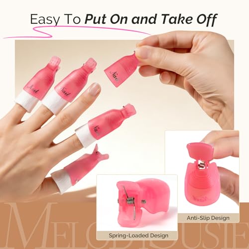 MelodySusie 8PCS Nail Polish Gel Remover Tools Kit with Nail Clips Bottle - size: 8pcs
