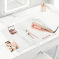 Silicone Makeup Mat for Vanity, 15.7" x 11.8" Heat Resistant Clear Desk Mat, Easy to Clean Water Vanity Protector Mat, Portable Makeup Accessories for Use While Traveling - size: 15.7" x 11.8"