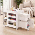Pedicure Cart w/Extendable Padded Foot Rest (White, 33.4" L) - color: White, size: 33.4" L