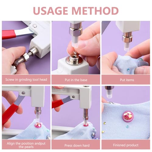 Pearl Beads Hand Press Machine with 1000 Nails 4 Screw Heads and Wrench
