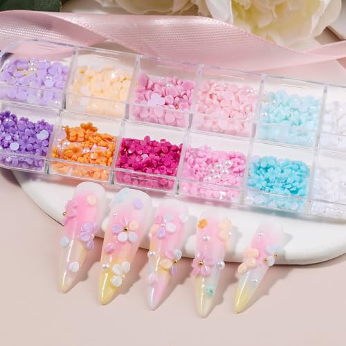 3D Flower Nail Art Charms Resin Flower Petals Charms for Acrylic Nails - color: 20-K1-Colorful